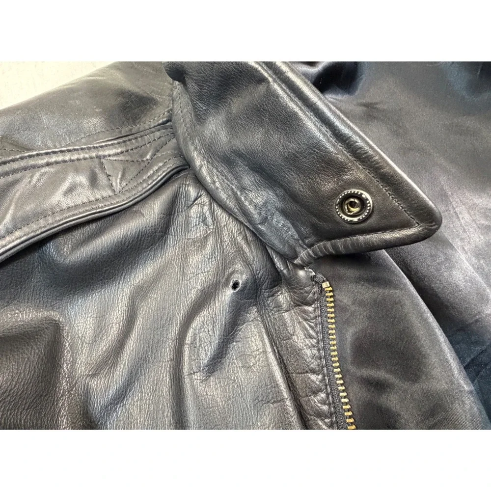 Banana Republic Vintage Leather Bomber Jacket Black Safari & Travel Co Mens 44